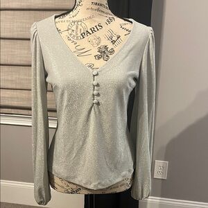 New Boston Proper Elegant Silver Women's Top